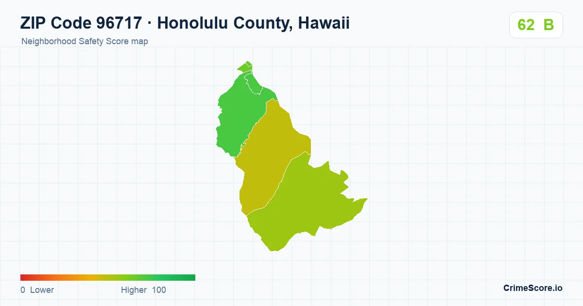 ZIP Code 96717 in Honolulu County, Hawaii neighborhood Safety Score map