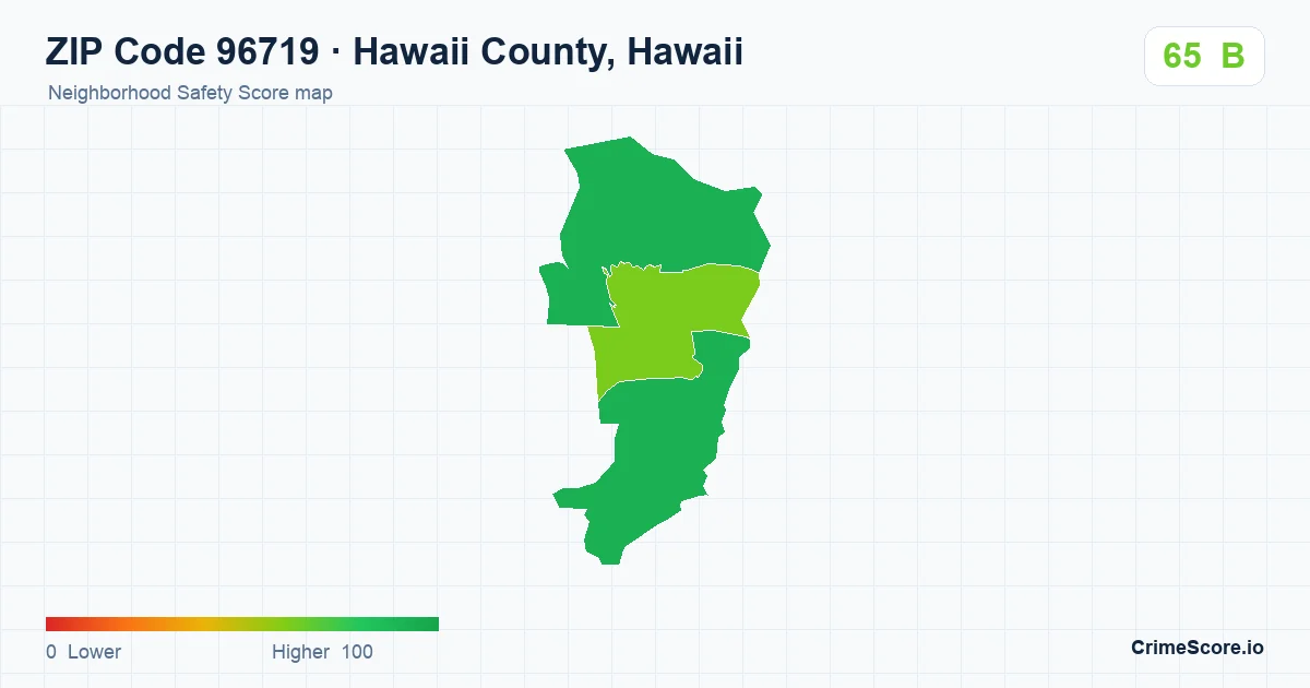 ZIP Code 96719 in Hawaii County, Hawaii neighborhood Safety Score map