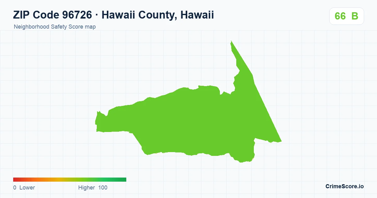 ZIP Code 96726 in Hawaii County, Hawaii neighborhood Safety Score map