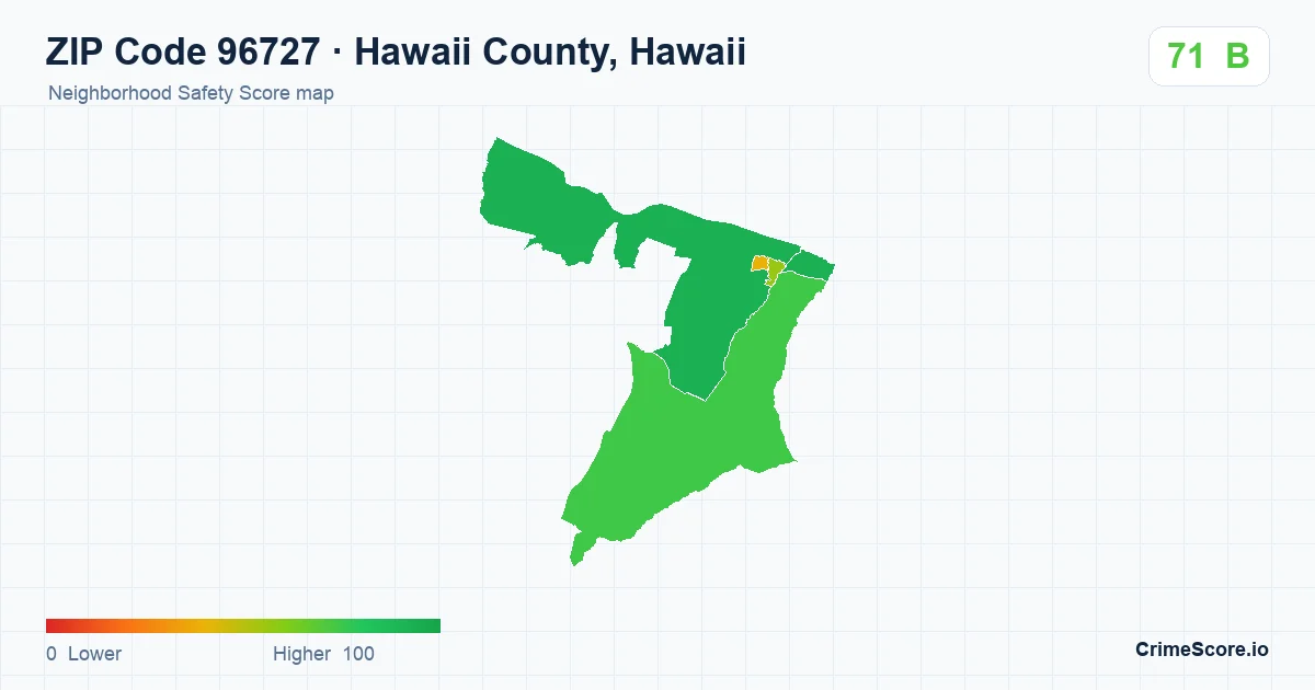ZIP Code 96727 in Hawaii County, Hawaii neighborhood Safety Score map