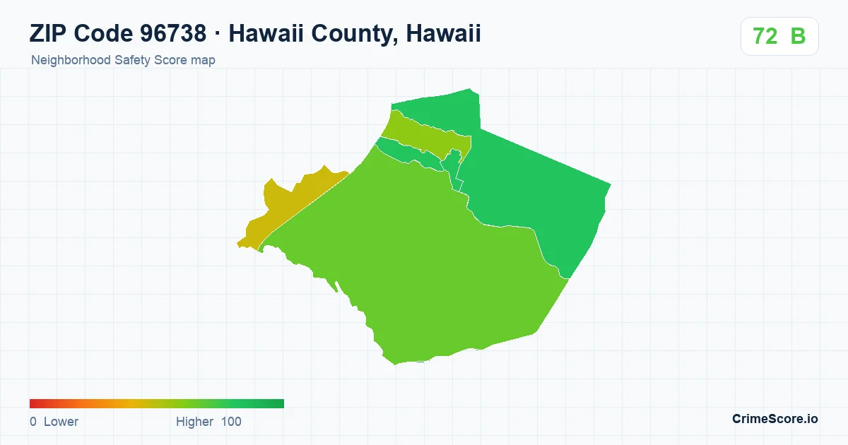 ZIP Code 96738 in Hawaii County, Hawaii neighborhood Safety Score map