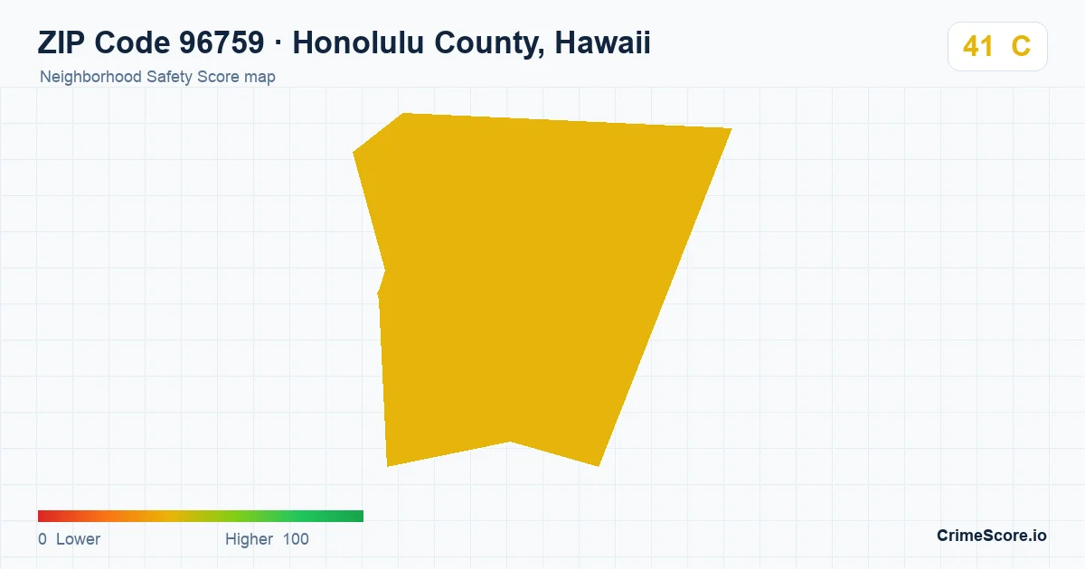 ZIP Code 96759 in Honolulu County, Hawaii neighborhood Safety Score map