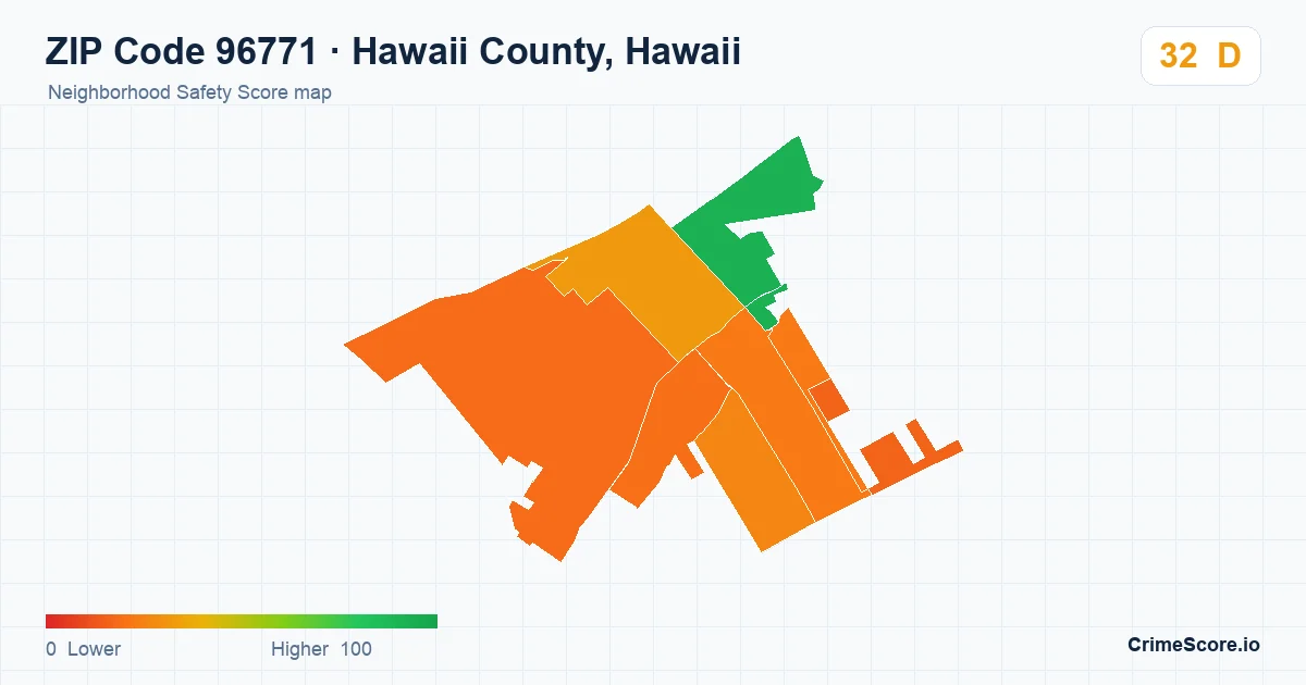 ZIP Code 96771 in Hawaii County, Hawaii neighborhood Safety Score map