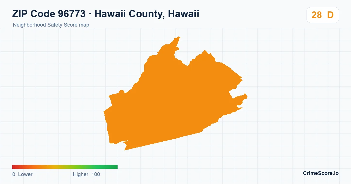 ZIP Code 96773 in Hawaii County, Hawaii neighborhood Safety Score map