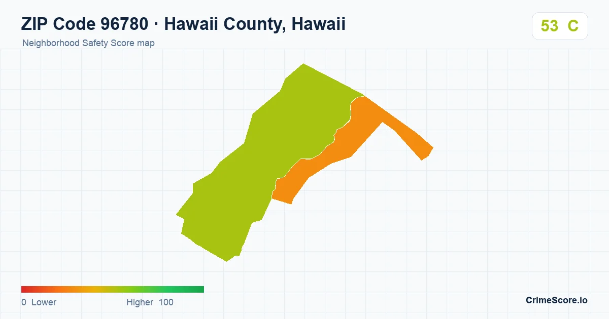 ZIP Code 96780 in Hawaii County, Hawaii neighborhood Safety Score map