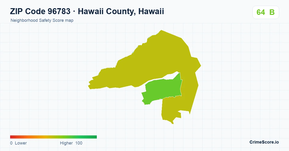 ZIP Code 96783 in Hawaii County, Hawaii neighborhood Safety Score map