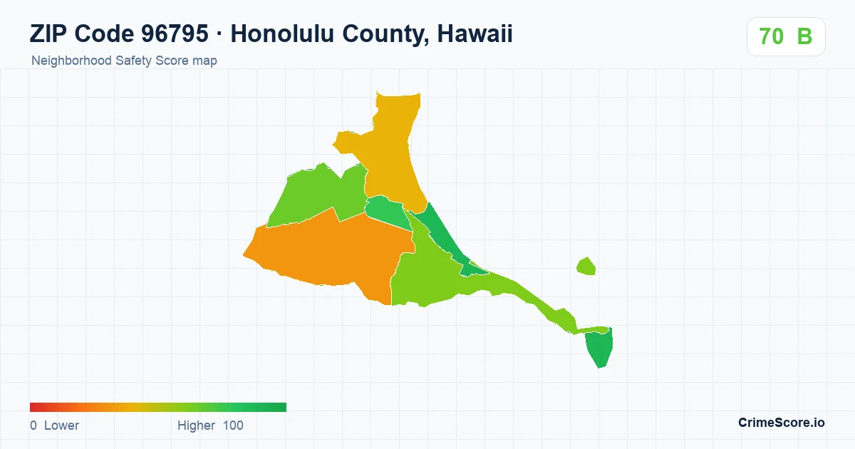 ZIP Code 96795 in Honolulu County, Hawaii neighborhood Safety Score map