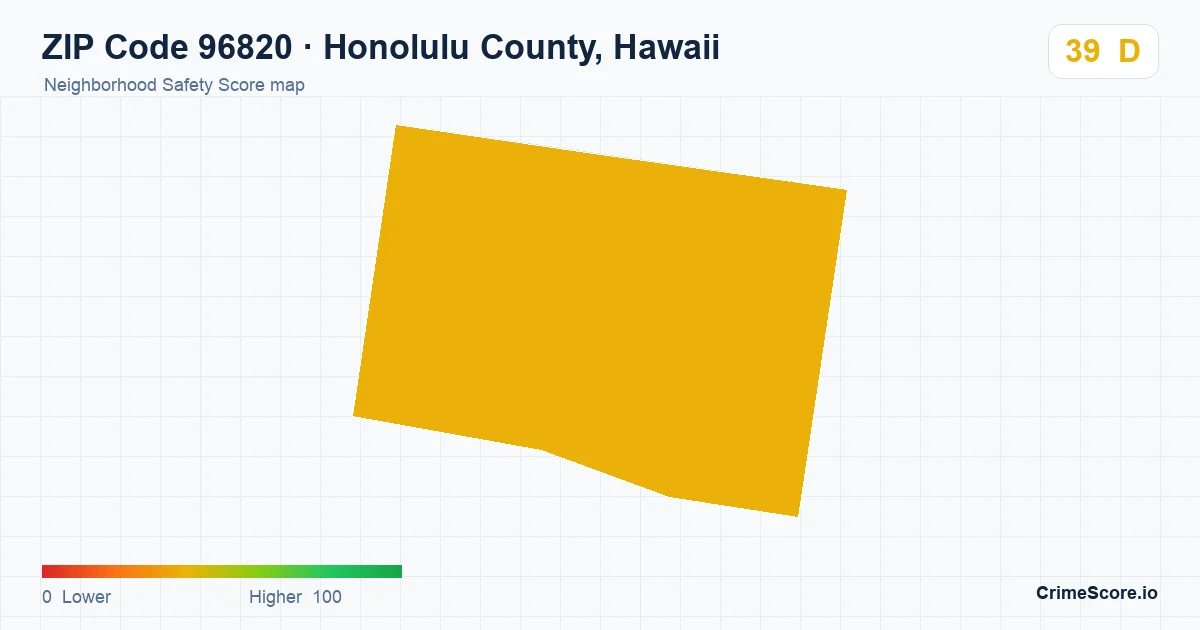 ZIP Code 96820 in Honolulu County, Hawaii neighborhood Safety Score map