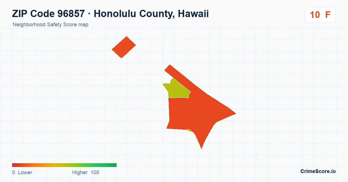 ZIP Code 96857 in Honolulu County, Hawaii neighborhood Safety Score map
