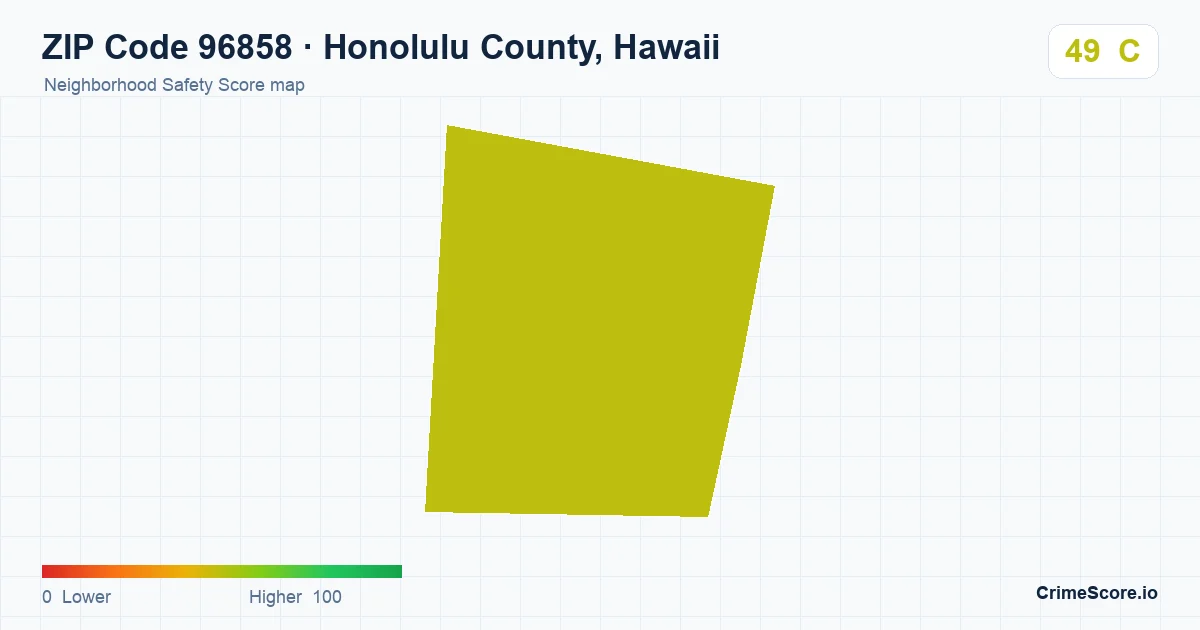 ZIP Code 96858 in Honolulu County, Hawaii neighborhood Safety Score map