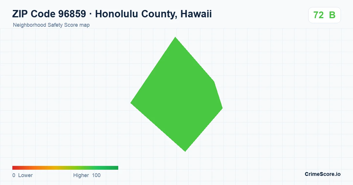 ZIP Code 96859 in Honolulu County, Hawaii neighborhood Safety Score map