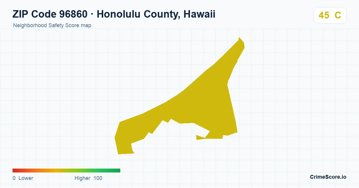 ZIP Code 96860 in Honolulu County, Hawaii neighborhood Safety Score map