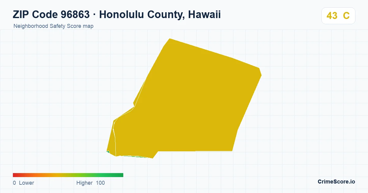 ZIP Code 96863 in Honolulu County, Hawaii neighborhood Safety Score map
