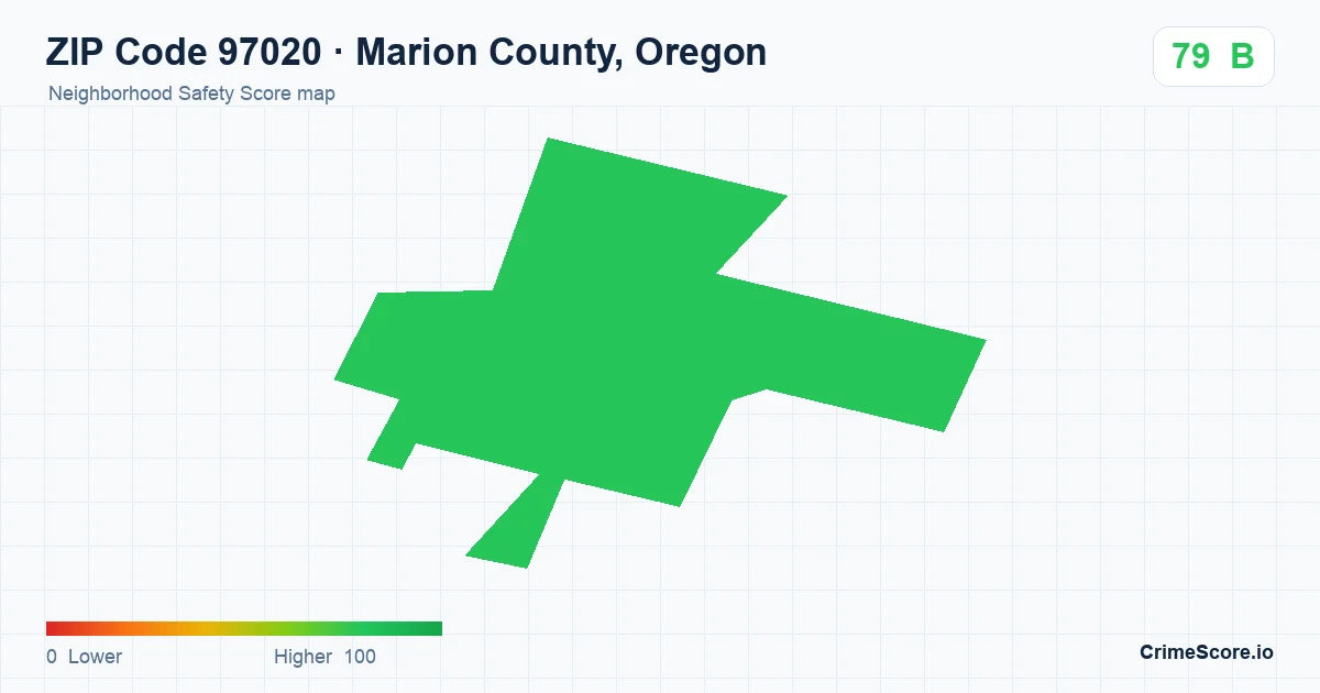ZIP Code 97020 in Marion County, Oregon neighborhood Safety Score map