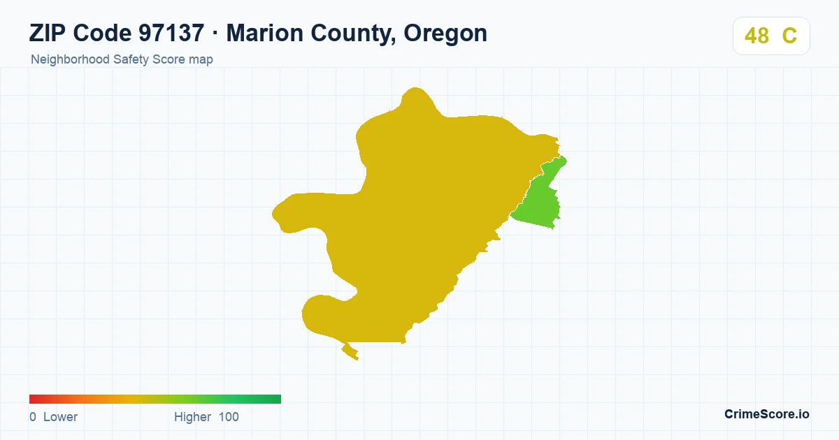 ZIP Code 97137 in Marion County, Oregon neighborhood Safety Score map