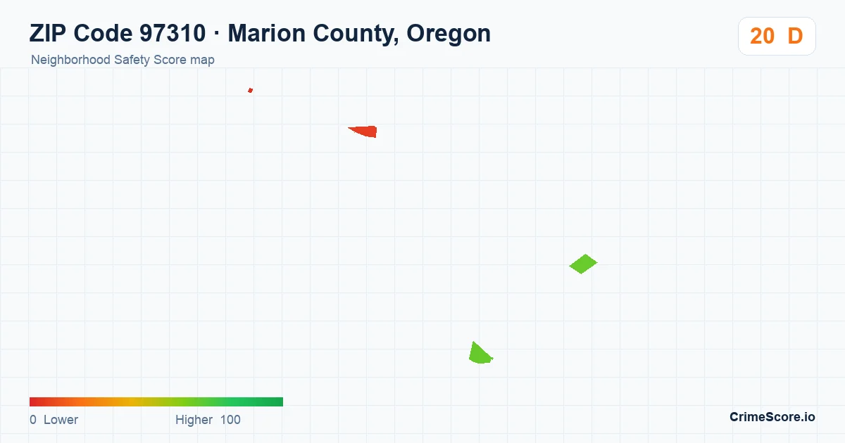 ZIP Code 97310 in Marion County, Oregon neighborhood Safety Score map
