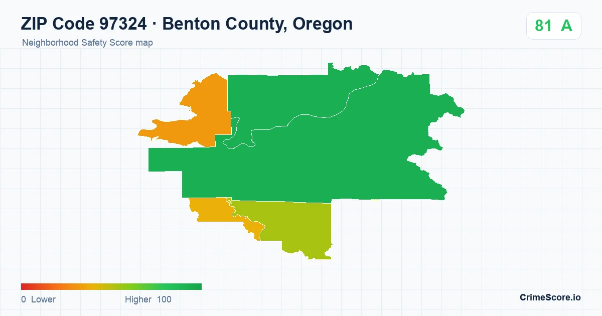 ZIP Code 97324 in Benton County, Oregon neighborhood Safety Score map