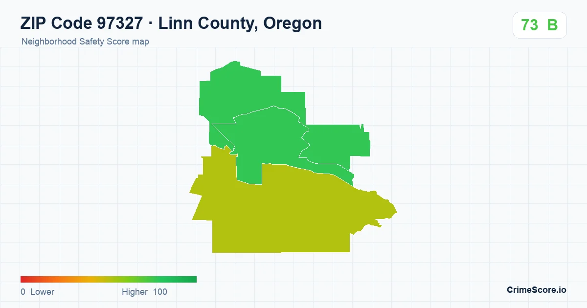 ZIP Code 97327 in Linn County, Oregon neighborhood Safety Score map