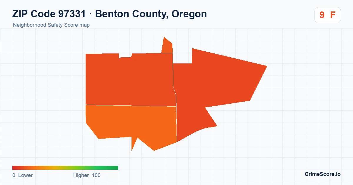 ZIP Code 97331 in Benton County, Oregon neighborhood Safety Score map