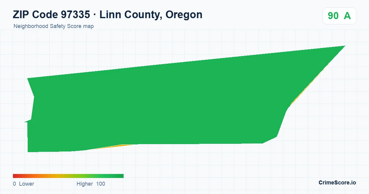 ZIP Code 97335 in Linn County, Oregon neighborhood Safety Score map