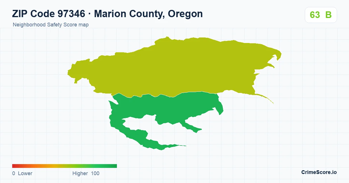 ZIP Code 97346 in Marion County, Oregon neighborhood Safety Score map