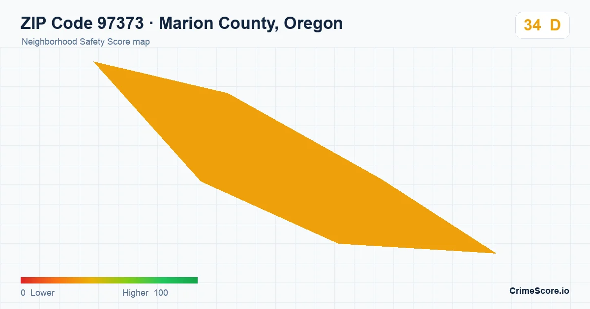ZIP Code 97373 in Marion County, Oregon neighborhood Safety Score map