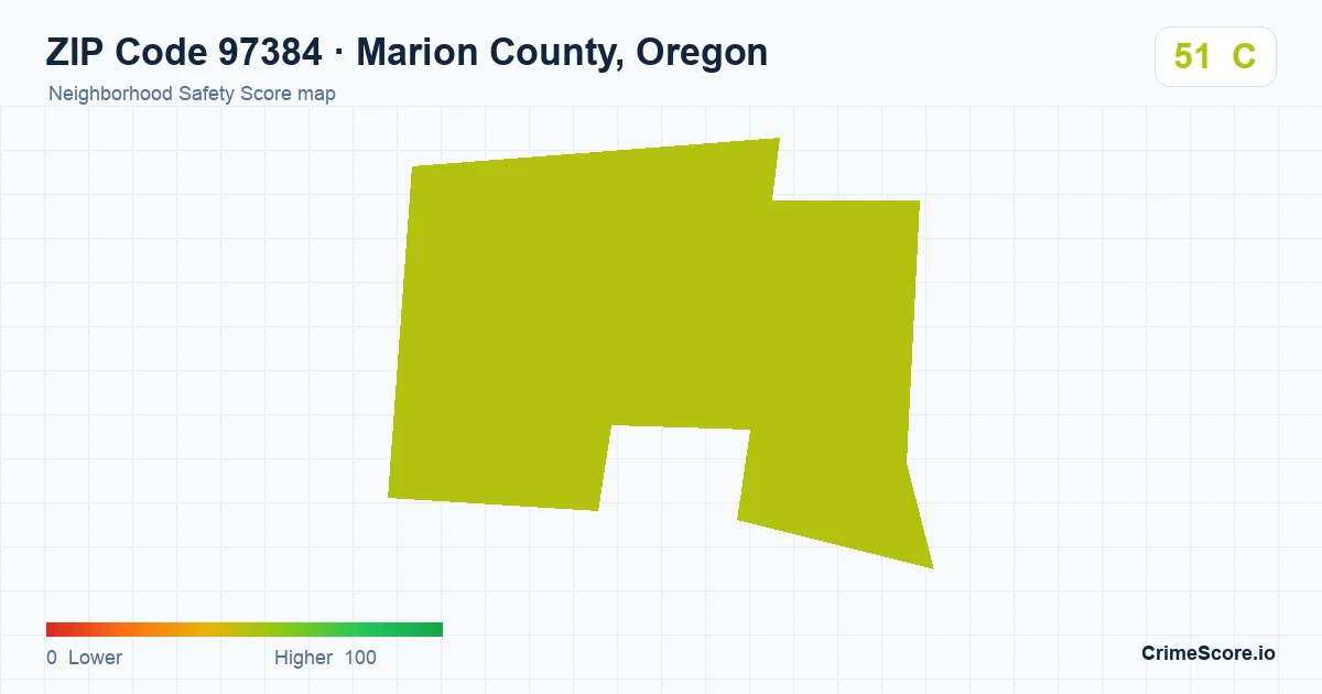 ZIP Code 97384 in Marion County, Oregon neighborhood Safety Score map