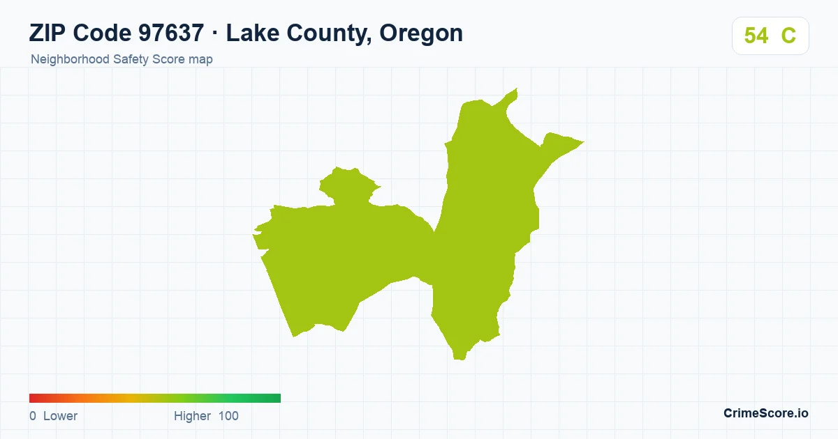 ZIP Code 97637 in Lake County, Oregon neighborhood Safety Score map