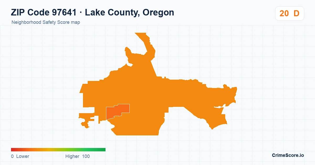 ZIP Code 97641 in Lake County, Oregon neighborhood Safety Score map