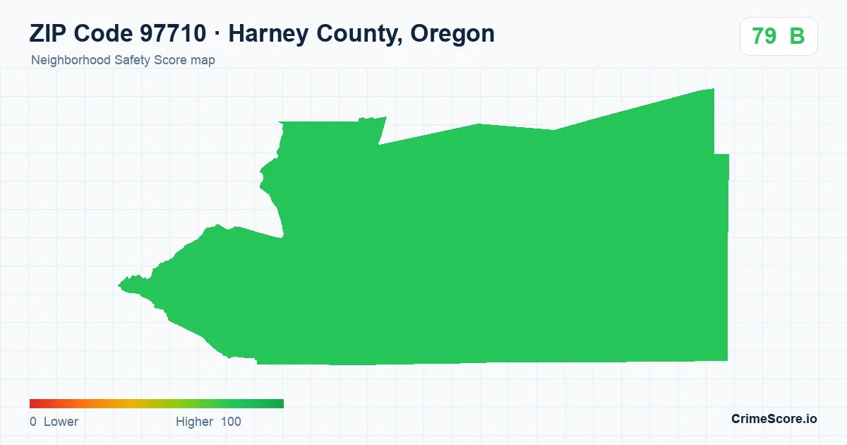 ZIP Code 97710 in Harney County, Oregon neighborhood Safety Score map