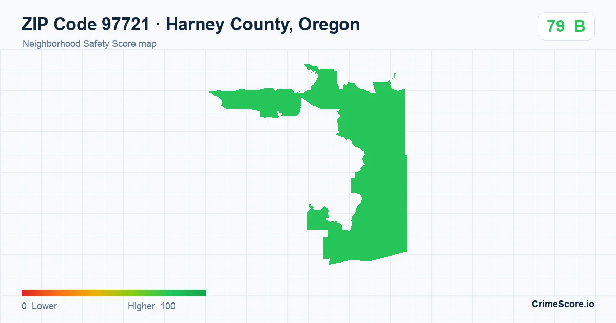 ZIP Code 97721 in Harney County, Oregon neighborhood Safety Score map