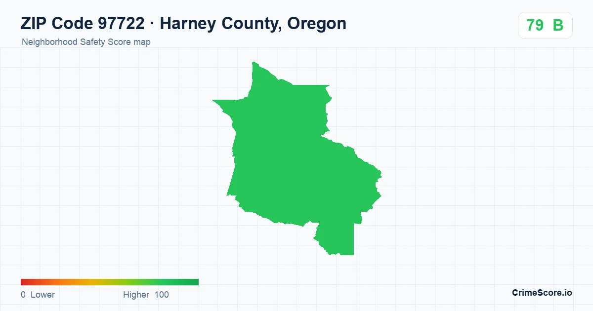 ZIP Code 97722 in Harney County, Oregon neighborhood Safety Score map