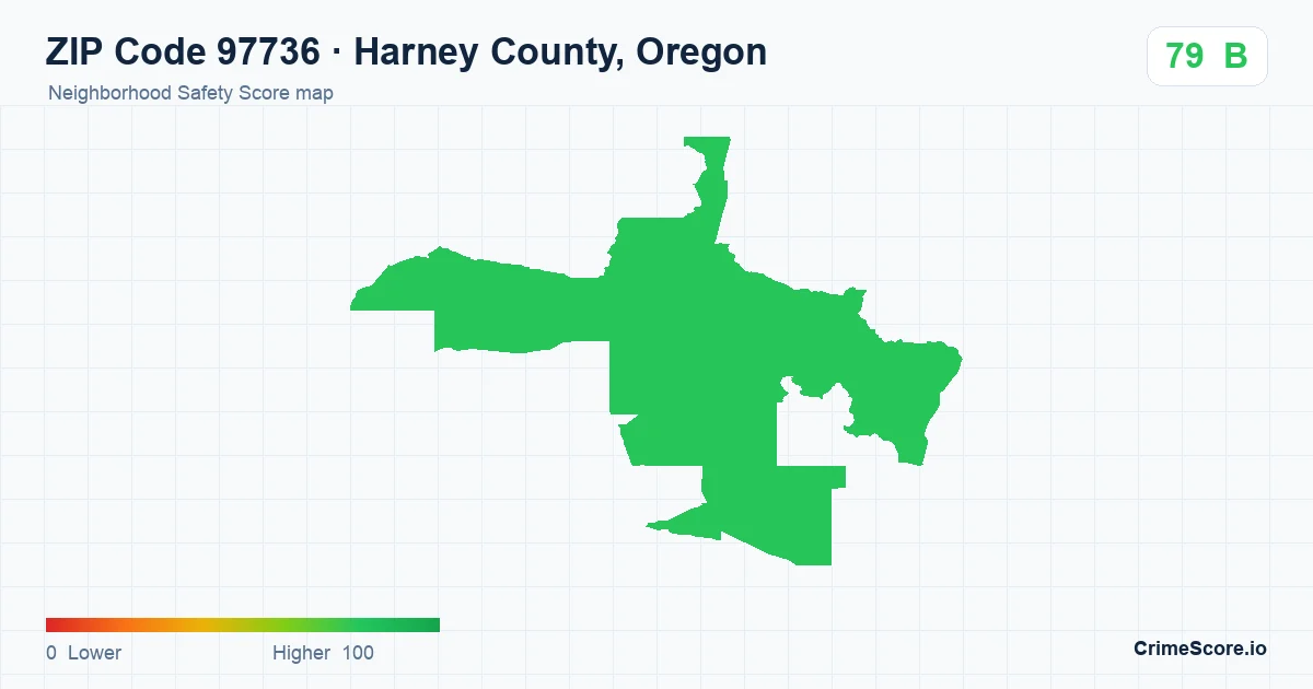 ZIP Code 97736 in Harney County, Oregon neighborhood Safety Score map