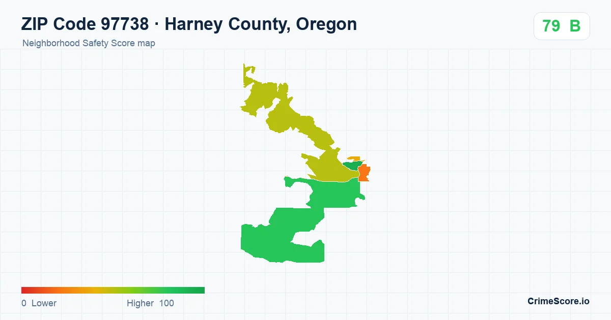 ZIP Code 97738 in Harney County, Oregon neighborhood Safety Score map