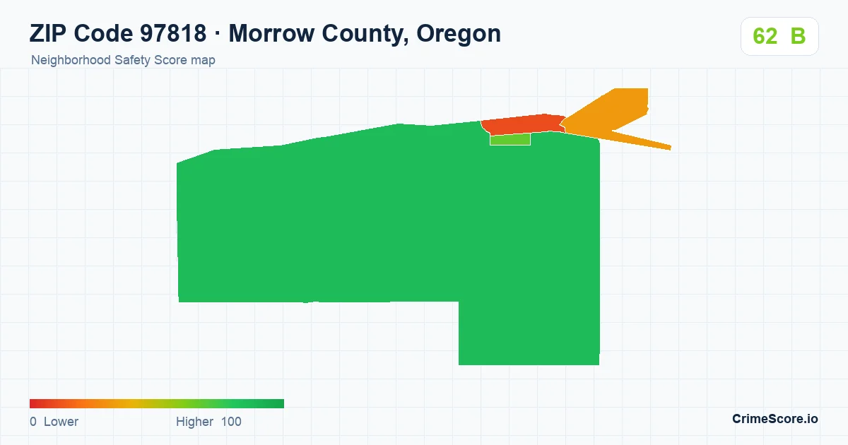 ZIP Code 97818 in Morrow County, Oregon neighborhood Safety Score map