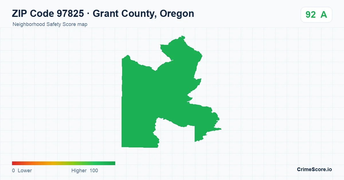 ZIP Code 97825 in Grant County, Oregon neighborhood Safety Score map