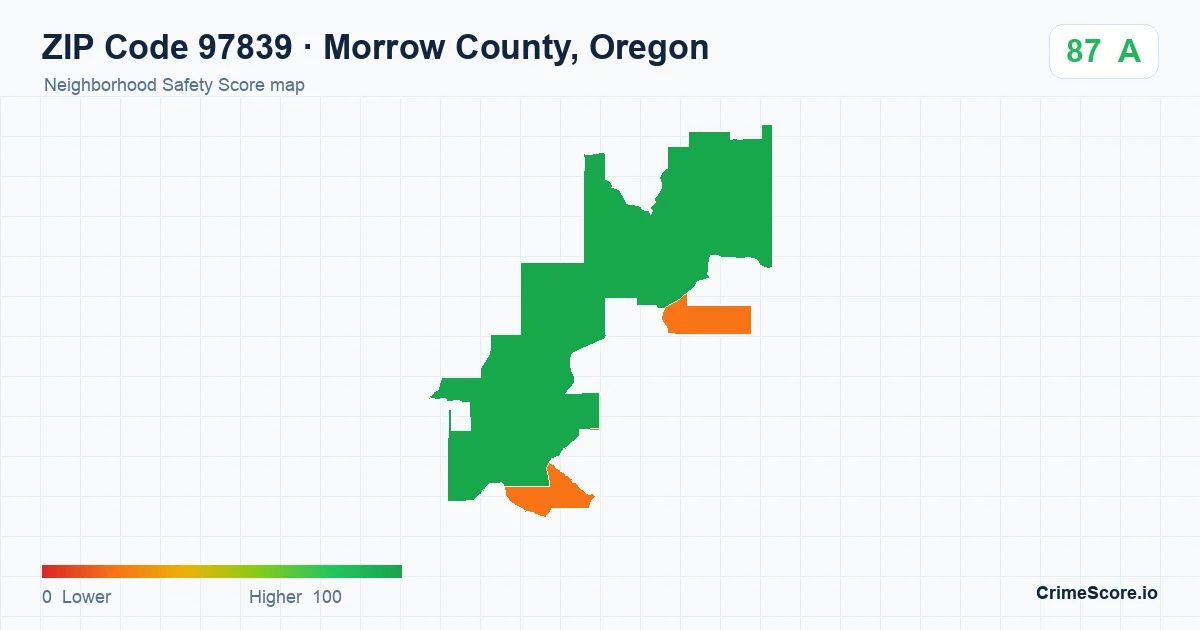 ZIP Code 97839 in Morrow County, Oregon neighborhood Safety Score map