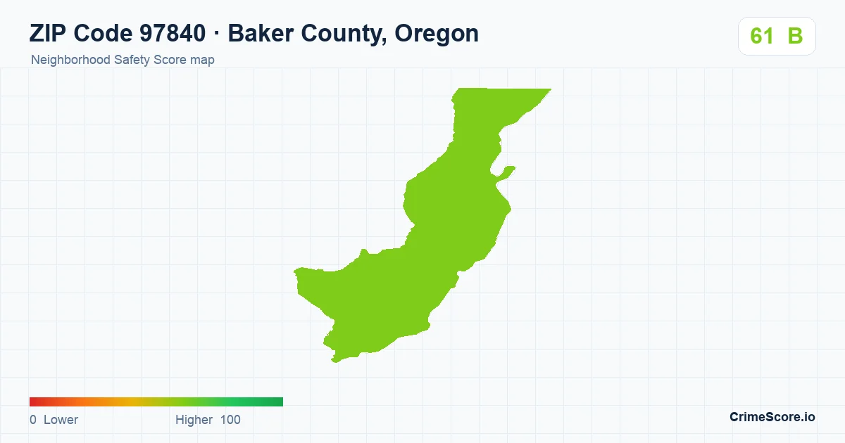 ZIP Code 97840 in Baker County, Oregon neighborhood Safety Score map