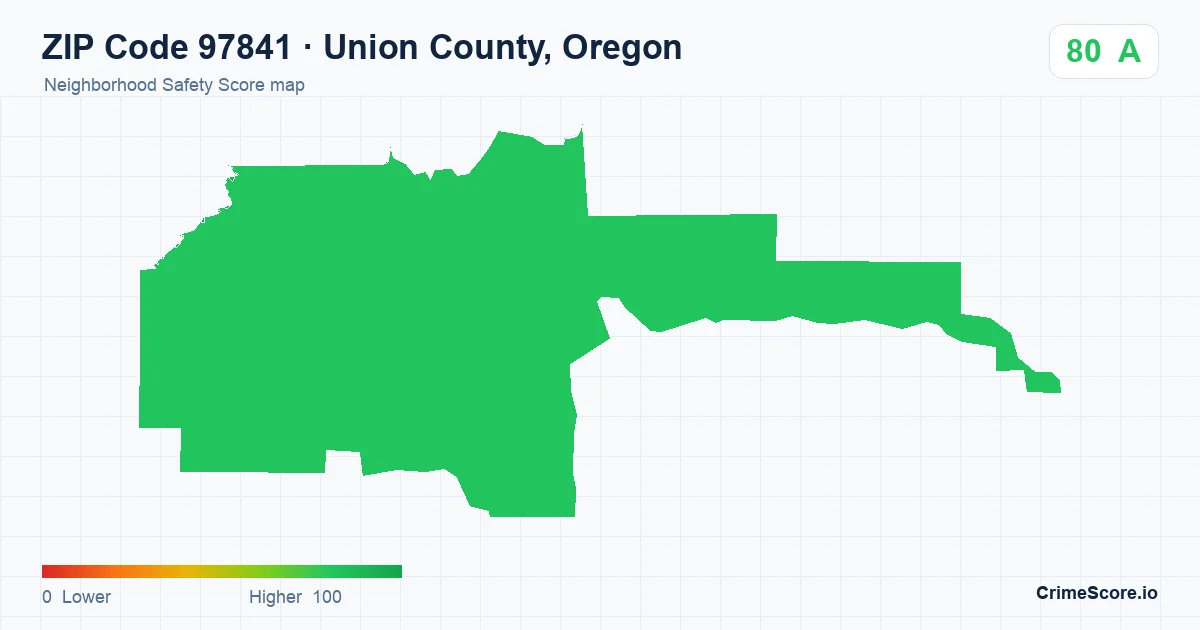 ZIP Code 97841 in Union County, Oregon neighborhood Safety Score map