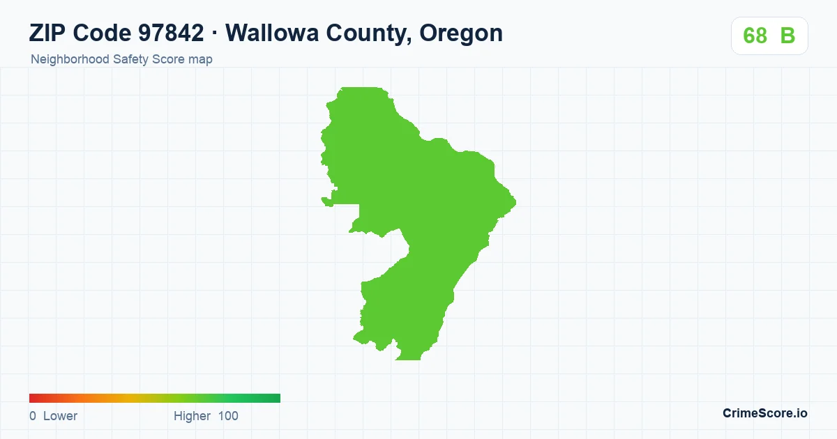 ZIP Code 97842 in Wallowa County, Oregon neighborhood Safety Score map