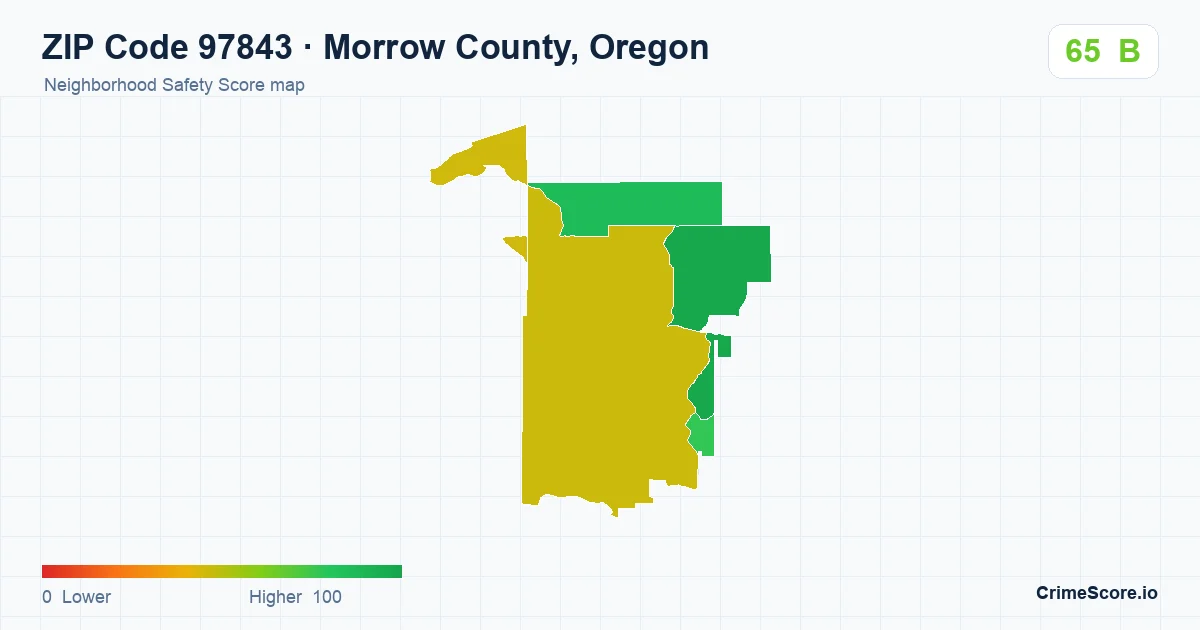 ZIP Code 97843 in Morrow County, Oregon neighborhood Safety Score map