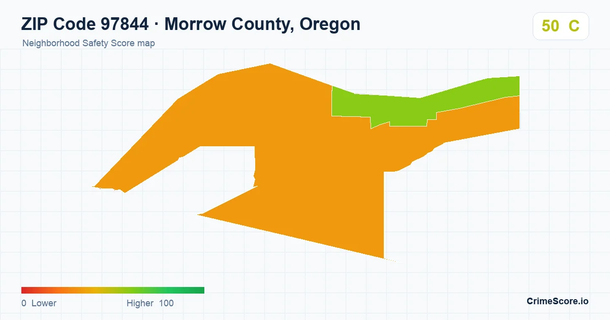ZIP Code 97844 in Morrow County, Oregon neighborhood Safety Score map