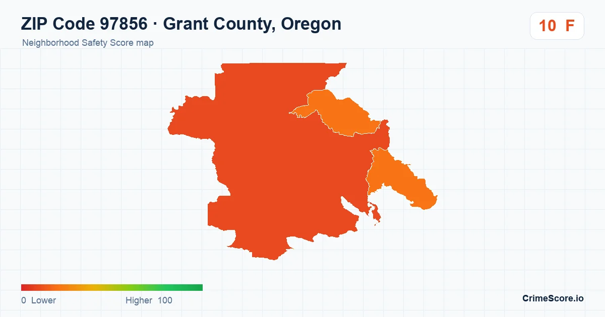 ZIP Code 97856 in Grant County, Oregon neighborhood Safety Score map