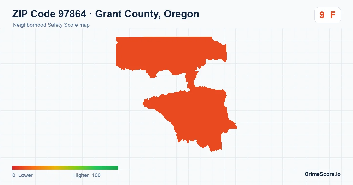 ZIP Code 97864 in Grant County, Oregon neighborhood Safety Score map