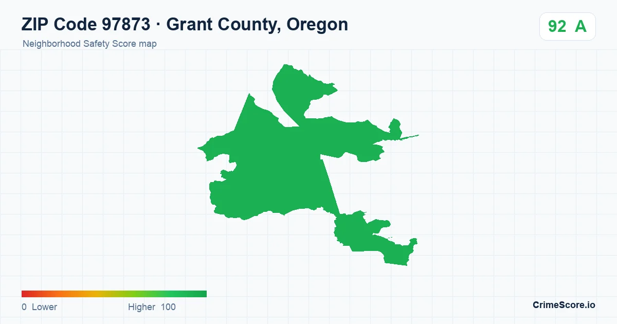ZIP Code 97873 in Grant County, Oregon neighborhood Safety Score map
