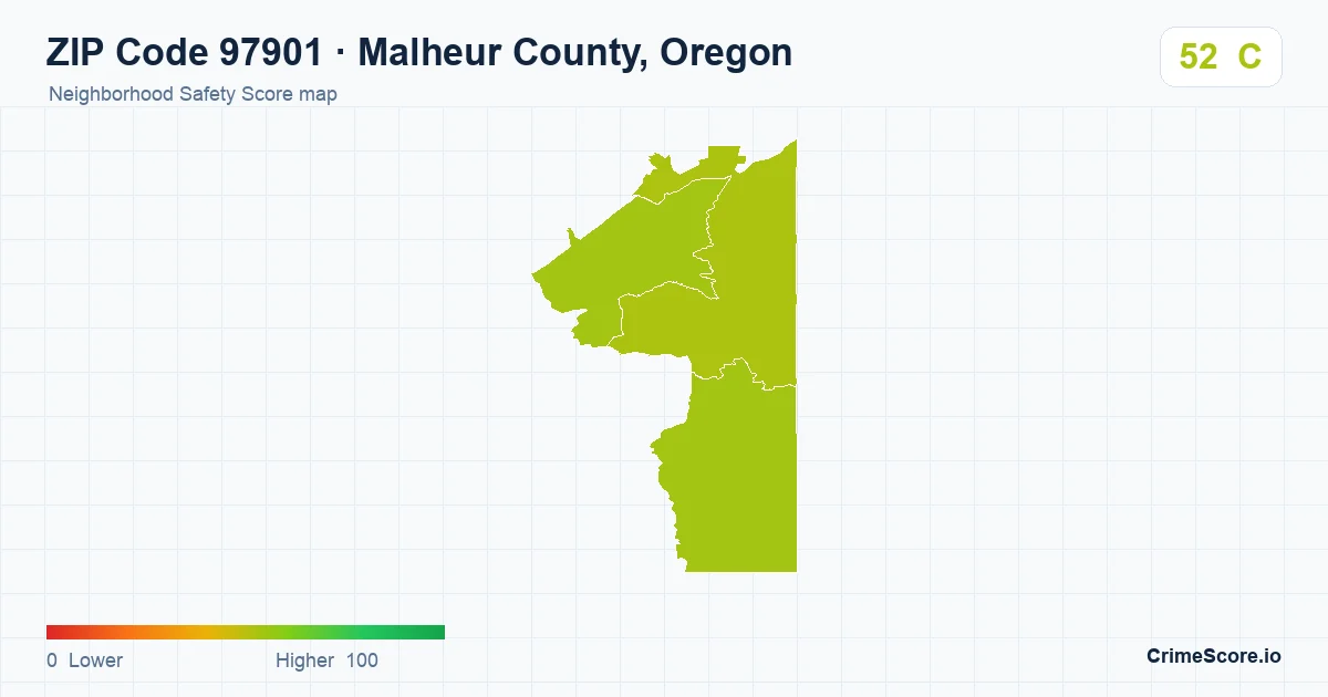 ZIP Code 97901 in Malheur County, Oregon neighborhood Safety Score map