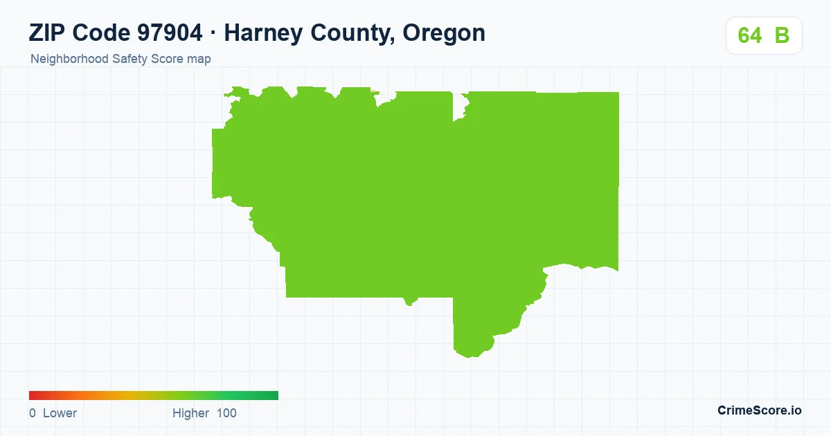 ZIP Code 97904 in Harney County, Oregon neighborhood Safety Score map