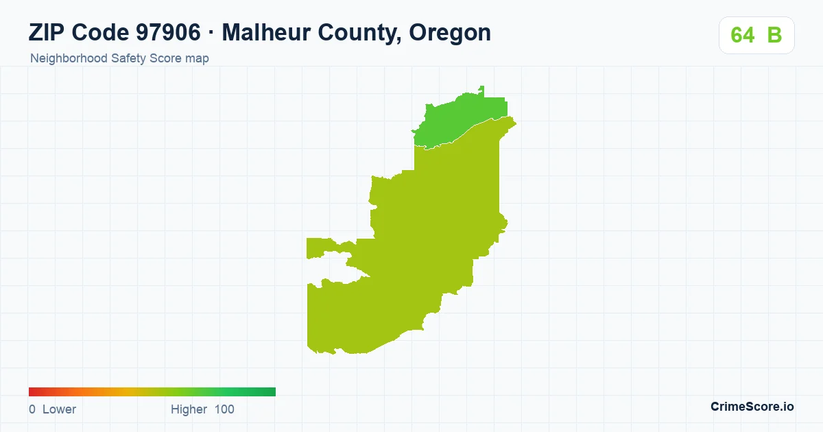 ZIP Code 97906 in Malheur County, Oregon neighborhood Safety Score map