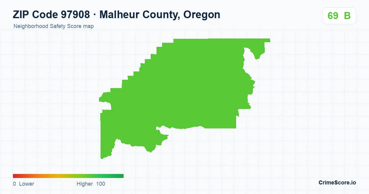 ZIP Code 97908 in Malheur County, Oregon neighborhood Safety Score map