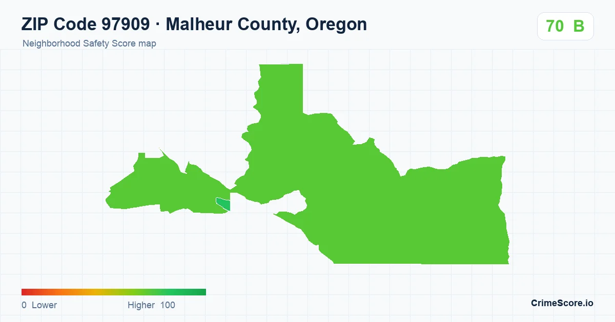 ZIP Code 97909 in Malheur County, Oregon neighborhood Safety Score map